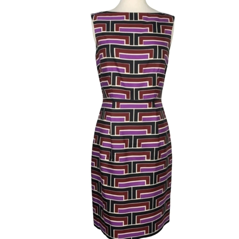 KATE SPADE Florence Broadhurst Sleeveless Geometric Print Silk Blend Dress Sz 0